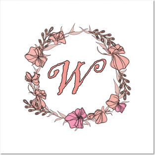 Letter W Rose Pink Initial Monogram - Letter w Posters and Art